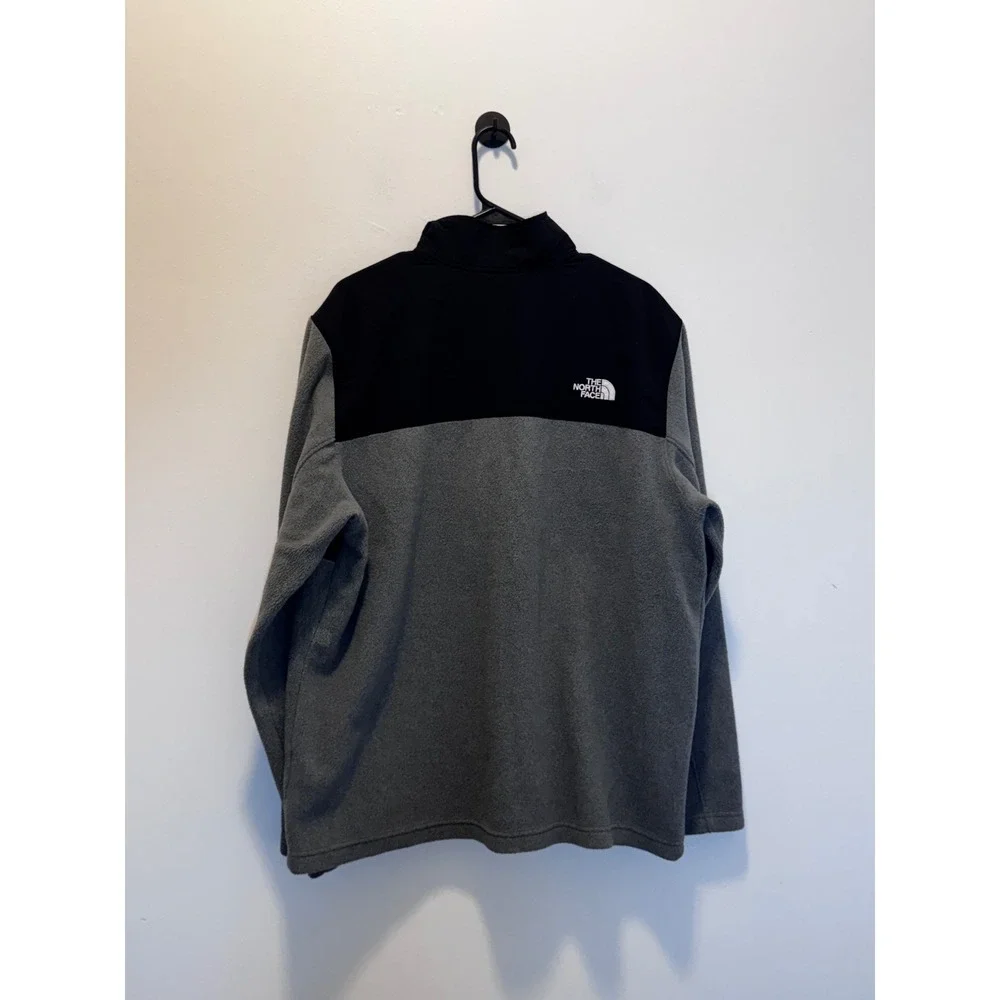 The North Face Mens Grey Black Quarter Zip Fleece Pullover Jacket XL NWOT